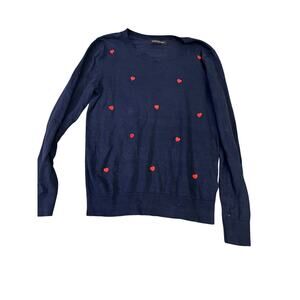 Banana Republic Perfect Valentine’s Day Sweater,‎ Women’s XS/S Navy/Red Hearts